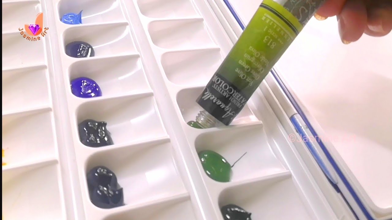 Sennelier watercolour in Fusion 33 well pallet setup  #JasmineArt #sennelier #watercolor