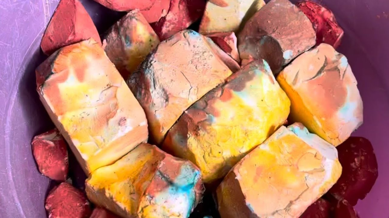 Powdery soft dyed gymchalk crumbles compilation ASMR 