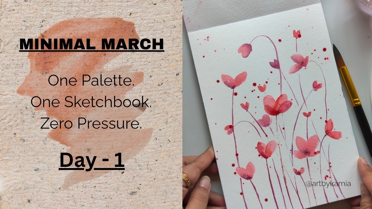Minimal March - Daily Art Challenge| Watercolor Painting Practice| Sketchbook Illustration