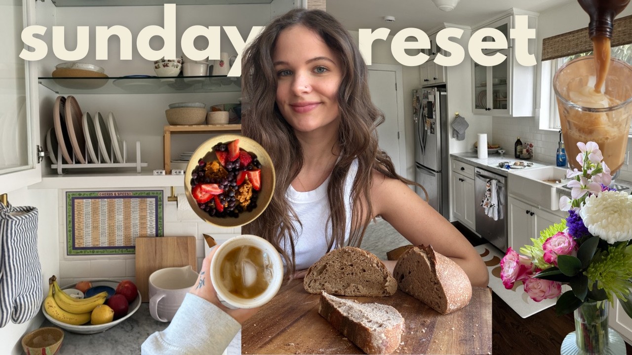 a cozy sunday reset | meal prep, sourdough, pottery, and cleaning