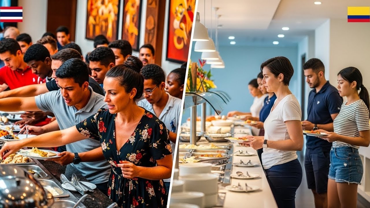 “¿Solo Colombia es así?” Contraste en buffet de Tailandia deja al mundo atónito
