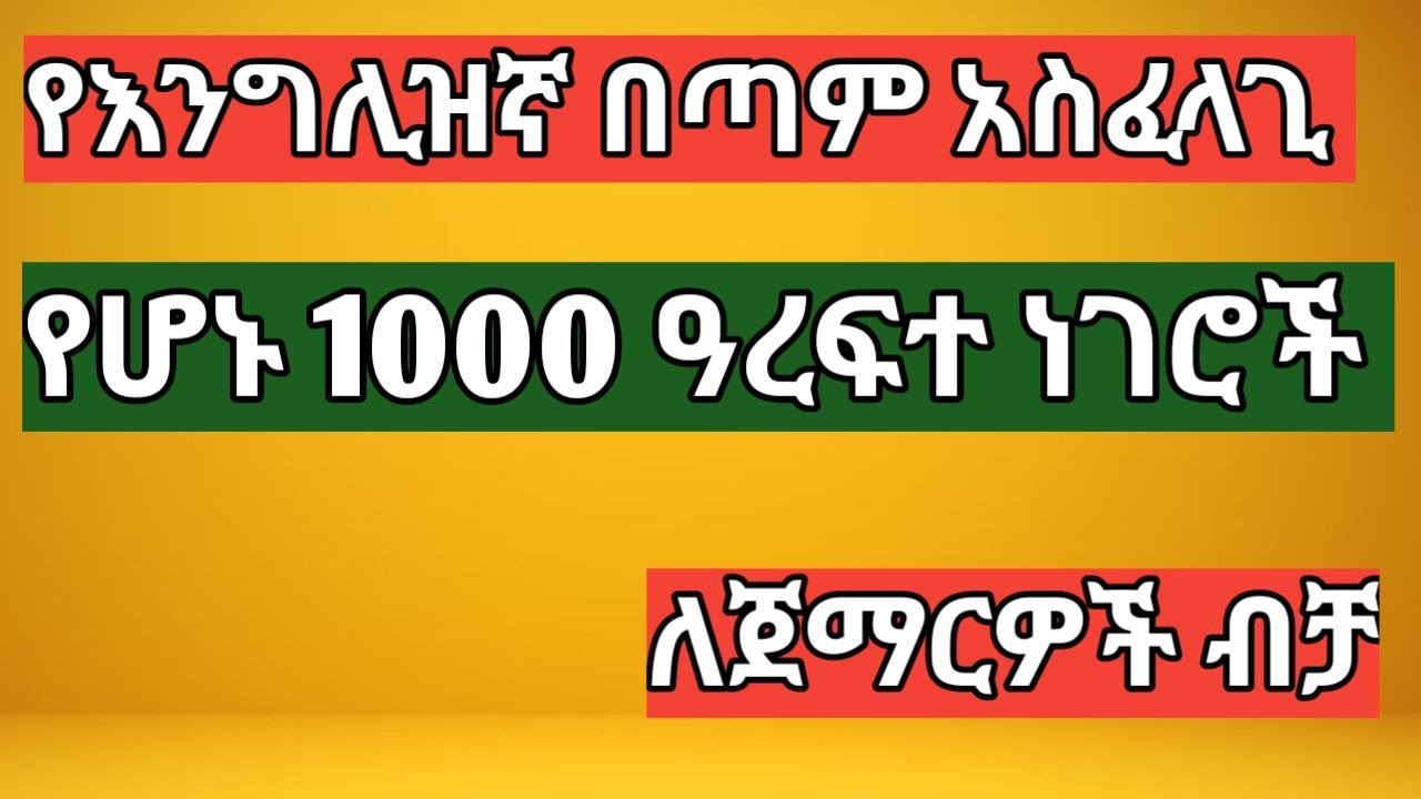How to learn english in amharic quickly | የግድ መታየት ያለባቸው 1000 ዐ.ነገሮች #InShot#YouTube#Learning