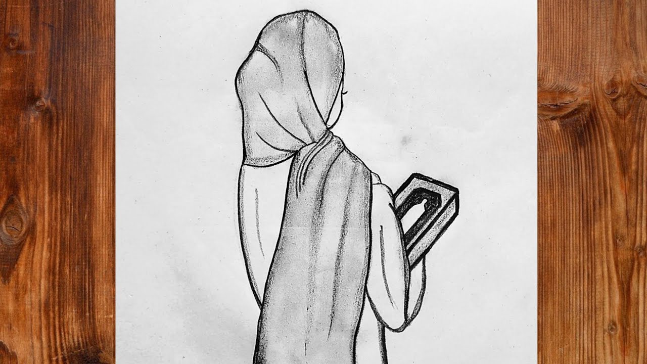 How to Draw a Beautiful Hijabi Girl Holding Quran || Easy Pencil Drawing || Pencil Sketch 