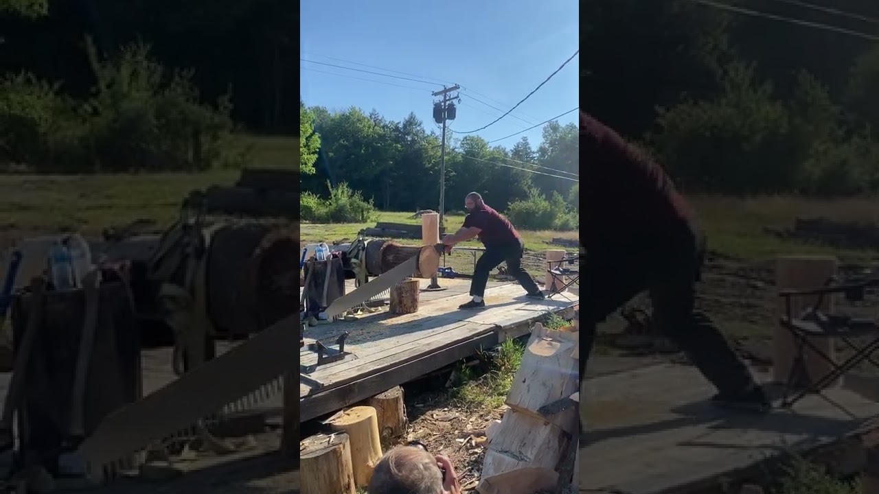 Singlebuck training. Professional timbersports. Mark Bouquin
