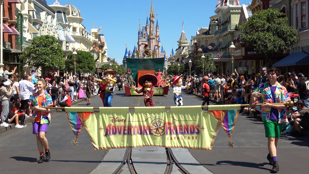 Disney Adventure Friends Cavalcade at Magic Kingdom - Multi-Angle Frontierland & Castle View 2024