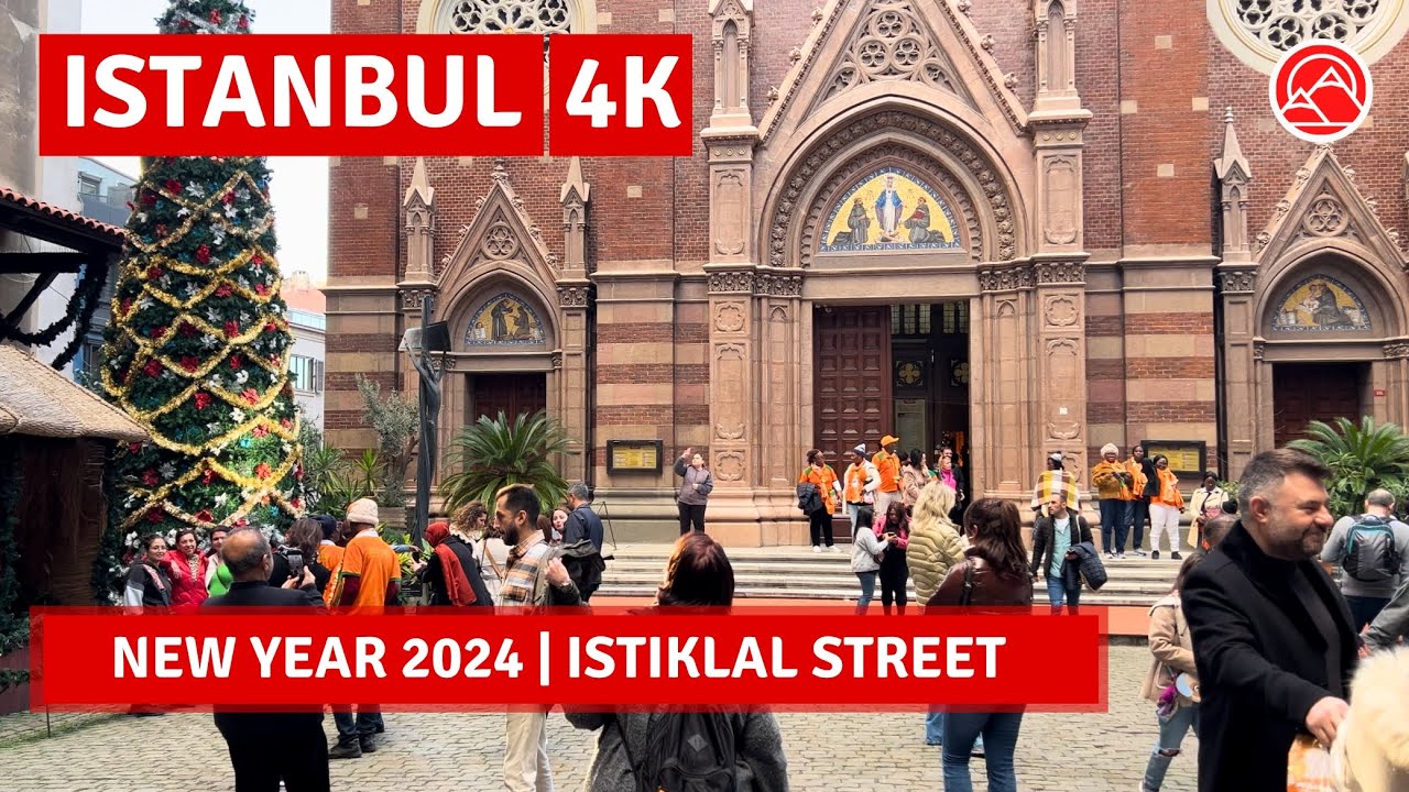 Istanbul New Year 2024 City Center Istiklal Street Walking Tour|4k 60fps
