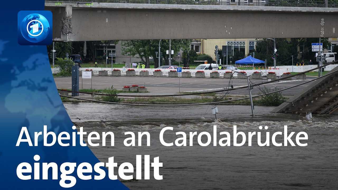 Vor dem Hochwasser: Lage an der Carolabrücke in Dresden