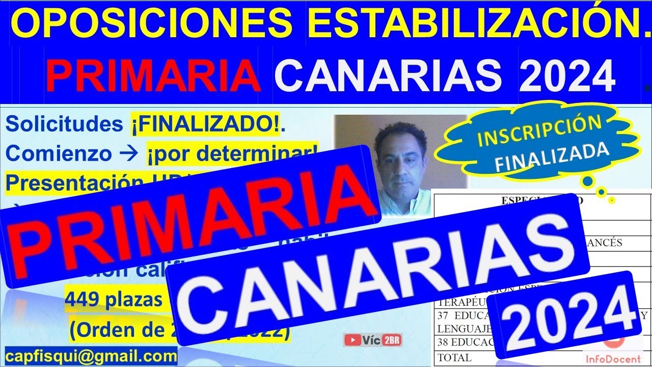 🤍💙💛 CANARIAS 2024 Oposiciones Docentes ESTABILIZACIÓN. Cuerpo de PRIMARIA,... ORDEN de 21/11/2022