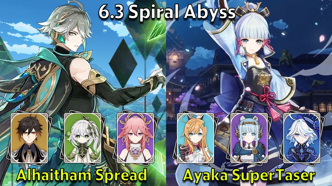 C0 Alhaitham Spread & C0 Ayaka SuperTaser - Genshin Impact 6.3 Spiral Abyss Full Clear
