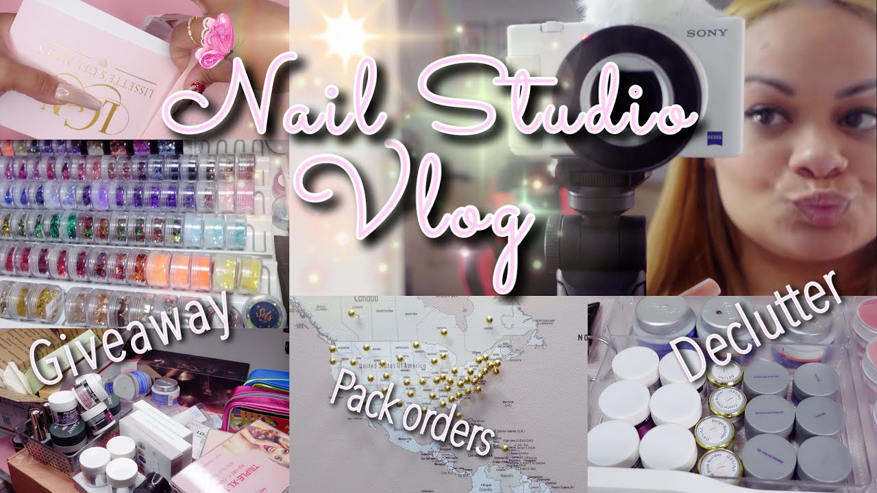 Nail Studio Vlog | Declutter with me | Pack orders with me