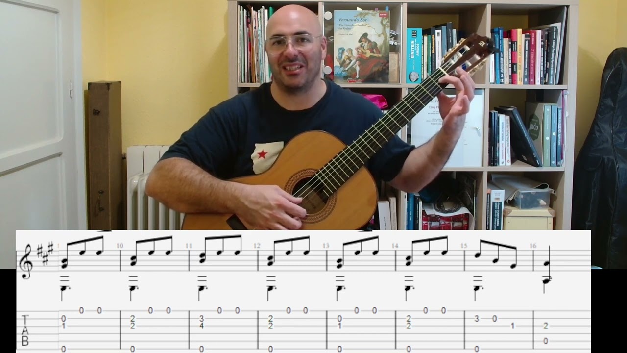 Tutorial guitarra vals 11 op 241 F.Carulli pieza fácil guitarra. Partitura y Tablatura (tabs)
