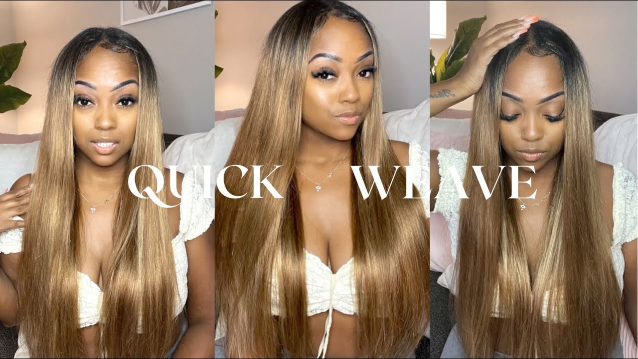 How to: middle part quick weave with minimal leave out| ash blonde hair color ft.Megalook hair