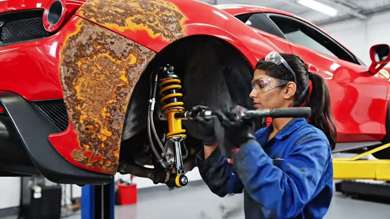 ASMR Car Restoration! ABANDONED RUSTY FERRARI 488 GTB FOUND IN DESERT YARD | FULL ASMR RESTORATION 