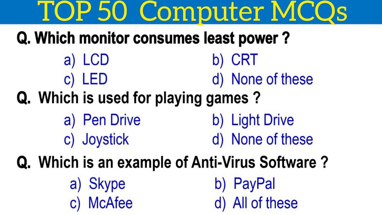 Computer MCQs Questions and Answers | Computer MCQs