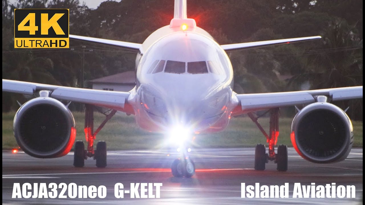 (4K) Acropolis Aviation Private ACJA320neo (G-KELT) Departting St. Kitts, Eastern Caribbean