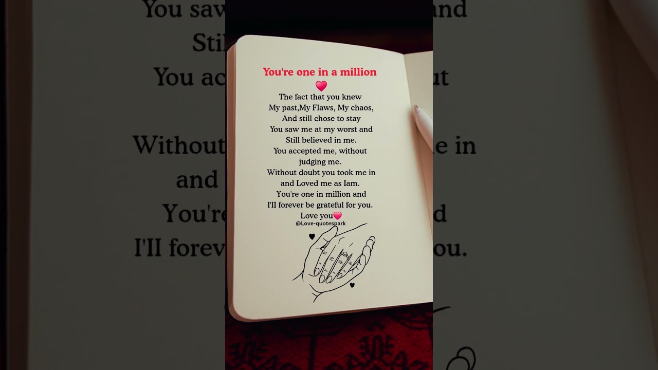 you're one in a million| Deep Emotional Love Poem that touches the heart ❤️  #lovequotes #lovepoem