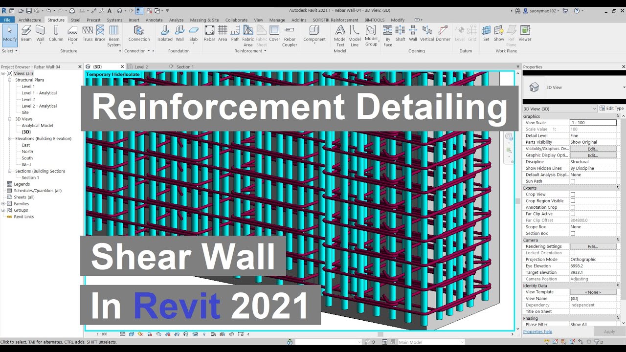 WP02-Reinforcement detailing shear wall in Revit 2021