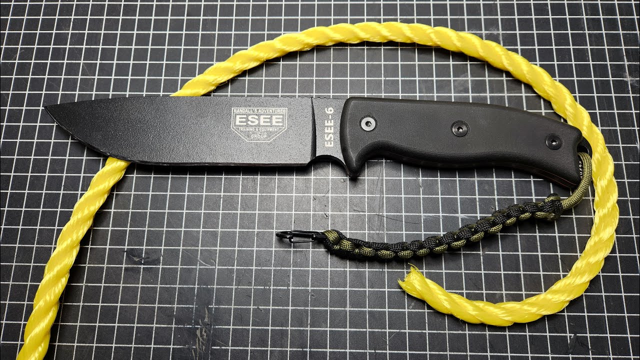 Esee 6 en Acero 1095 a 55HRC (Test de Retencion, 2° Oportunidad a 20°)
