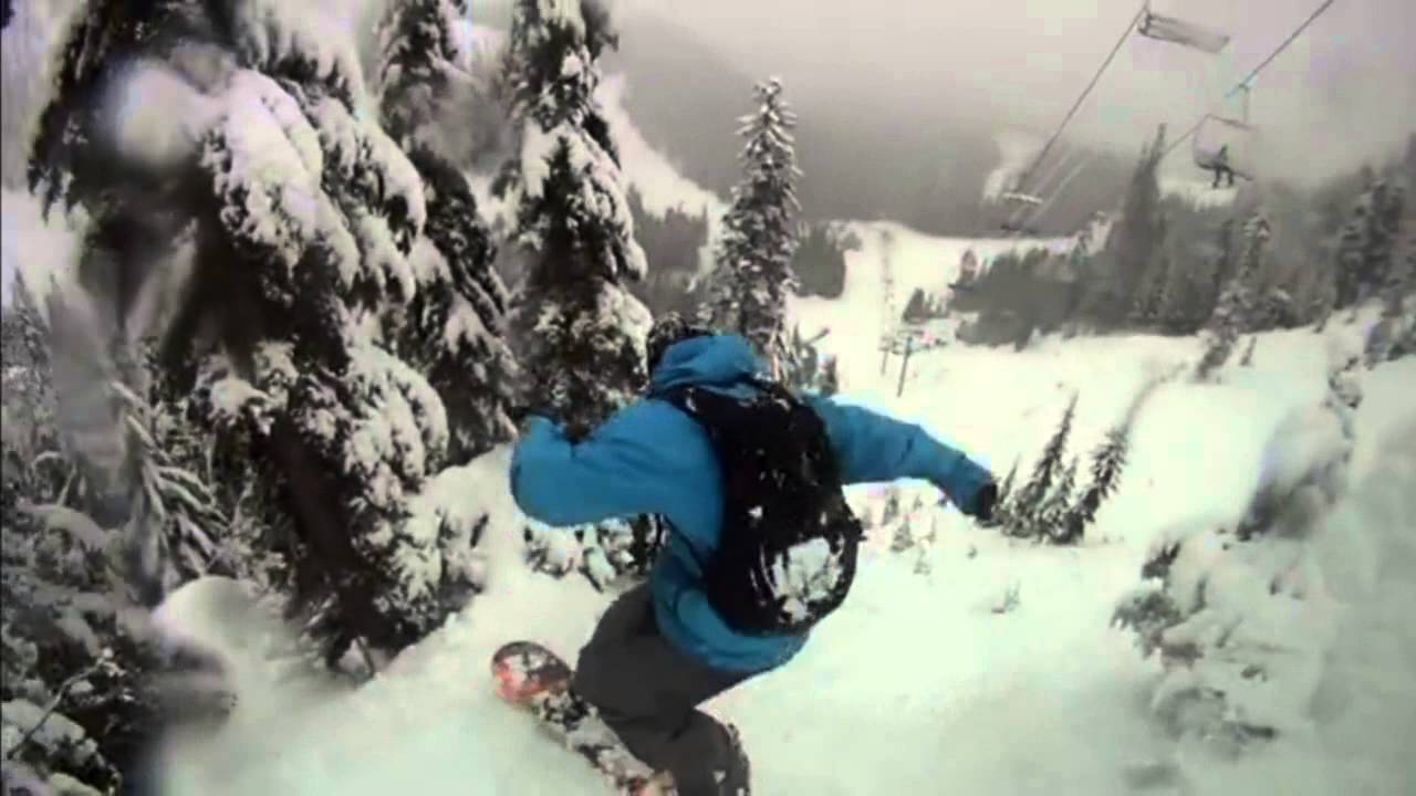 Snowboarding Powder with Forrest Burki at Mt. Baker Ski Area.
