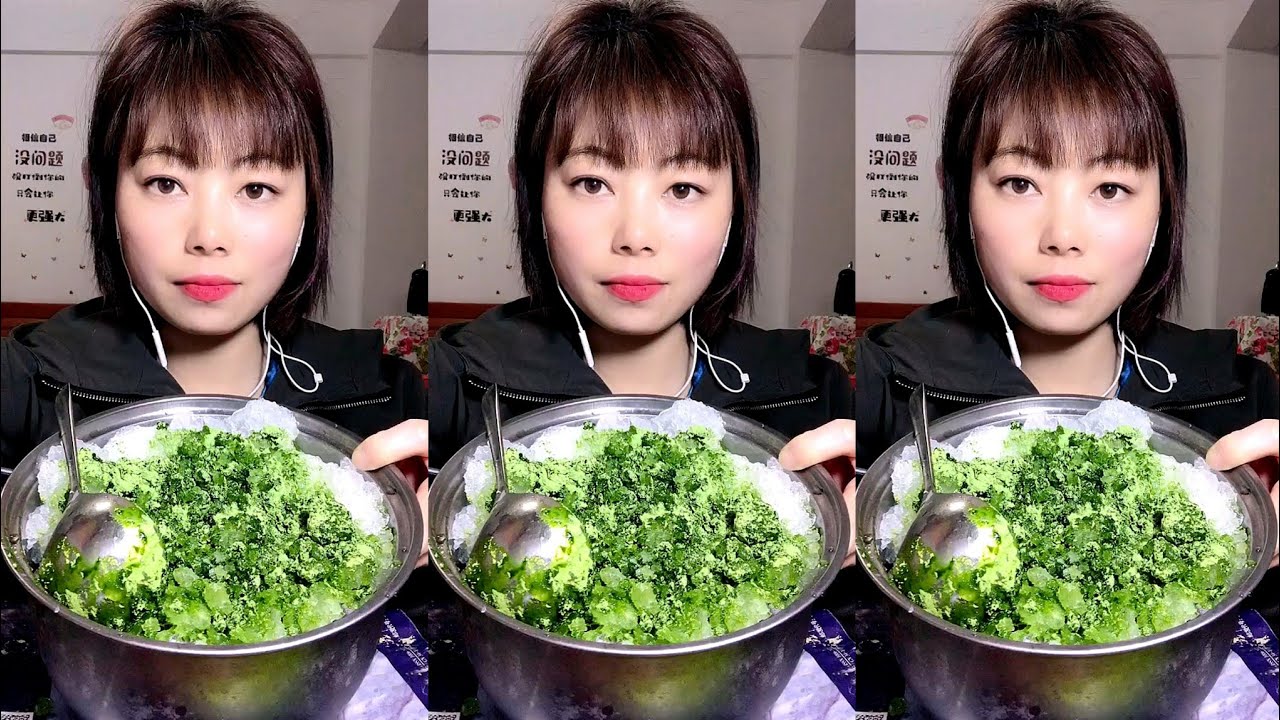 ASMR MATCHA ICE EATING / ICE EATING / ZHAOFENG ICE