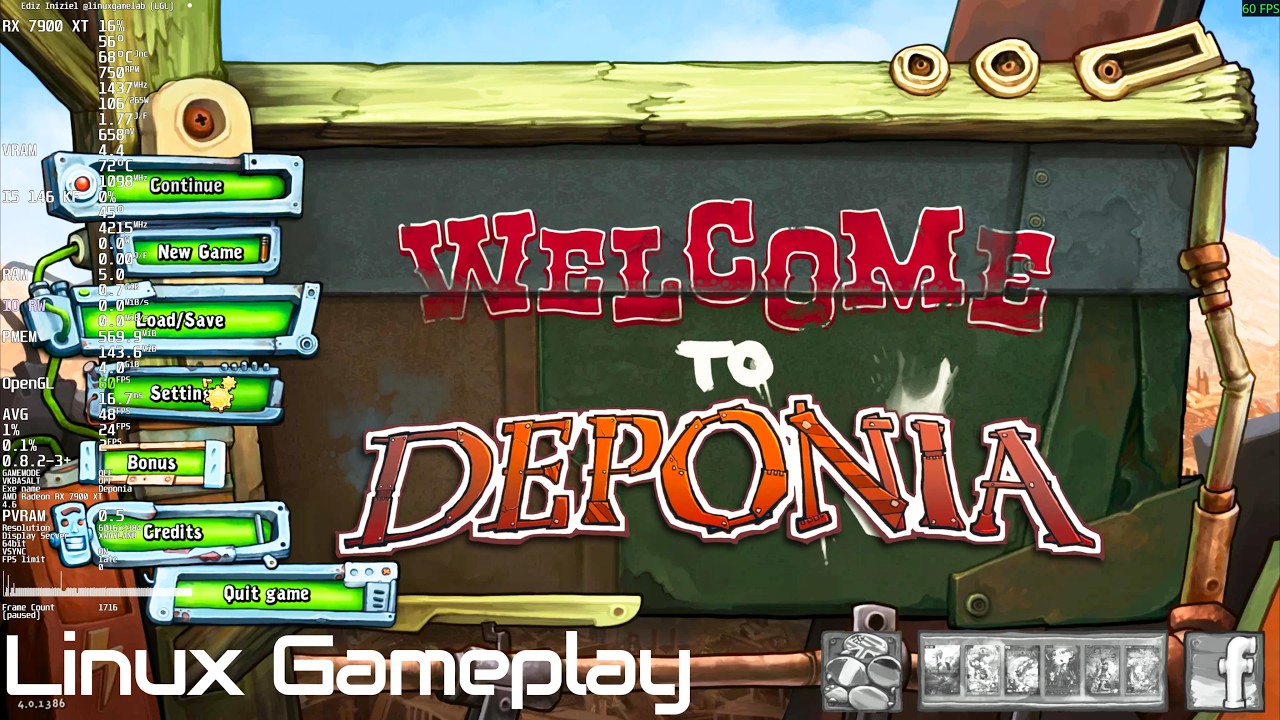 6K60 Deponia Interesting Platformer Game Linux Gameplay (OpenGL)