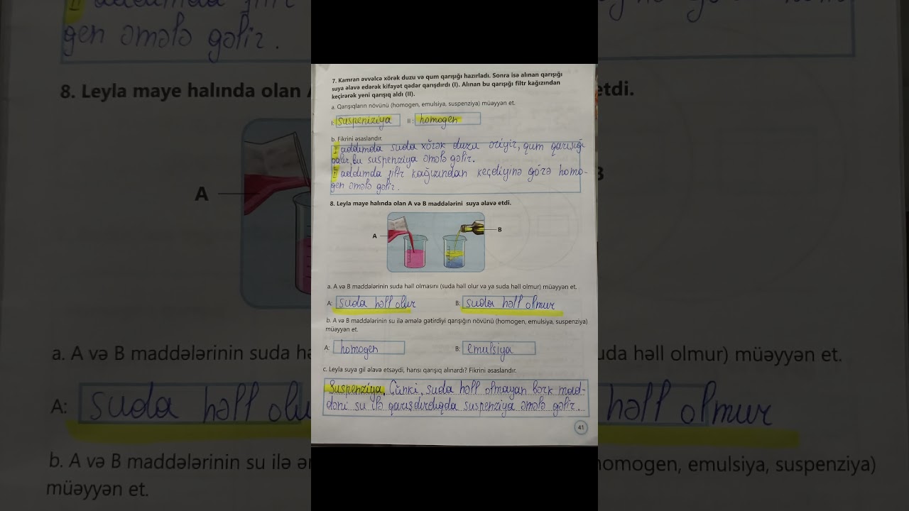 7-ci sinif Kimya iş dəftəri səh 41