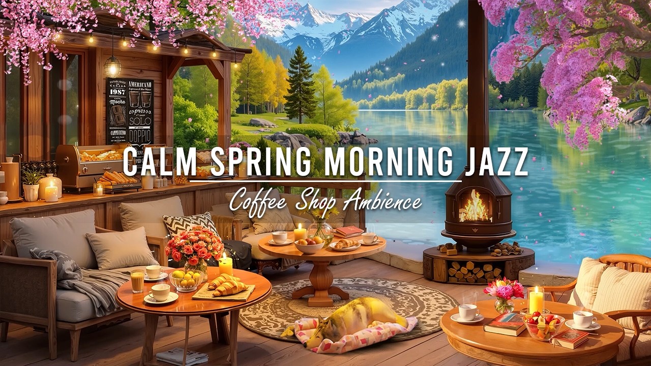 Calm Spring Morning Jazz at Cozy Coffee Shop Ambience 🌸 Soft Jazz Instrumental Music for Work, Relax
