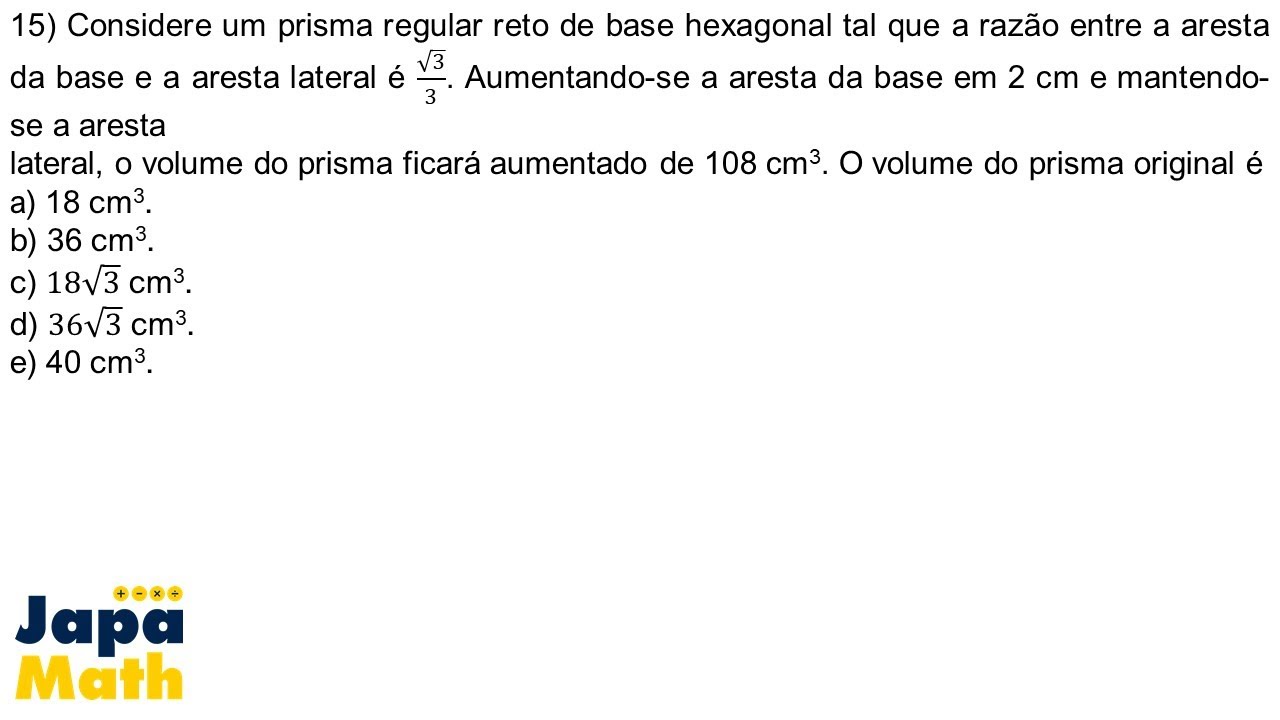 Prova Resolvida EsPCEx (2013 - 2014) - Geometria Espacial