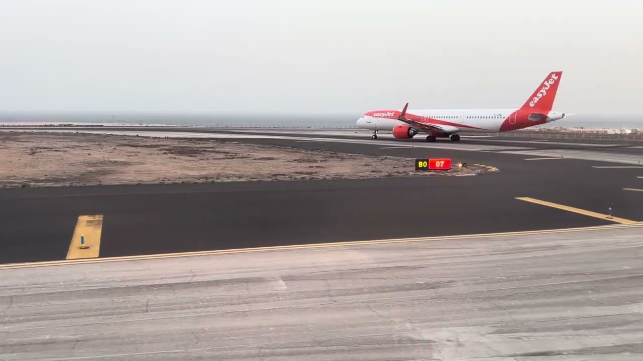 Airport Tenerife Sur plane taking off