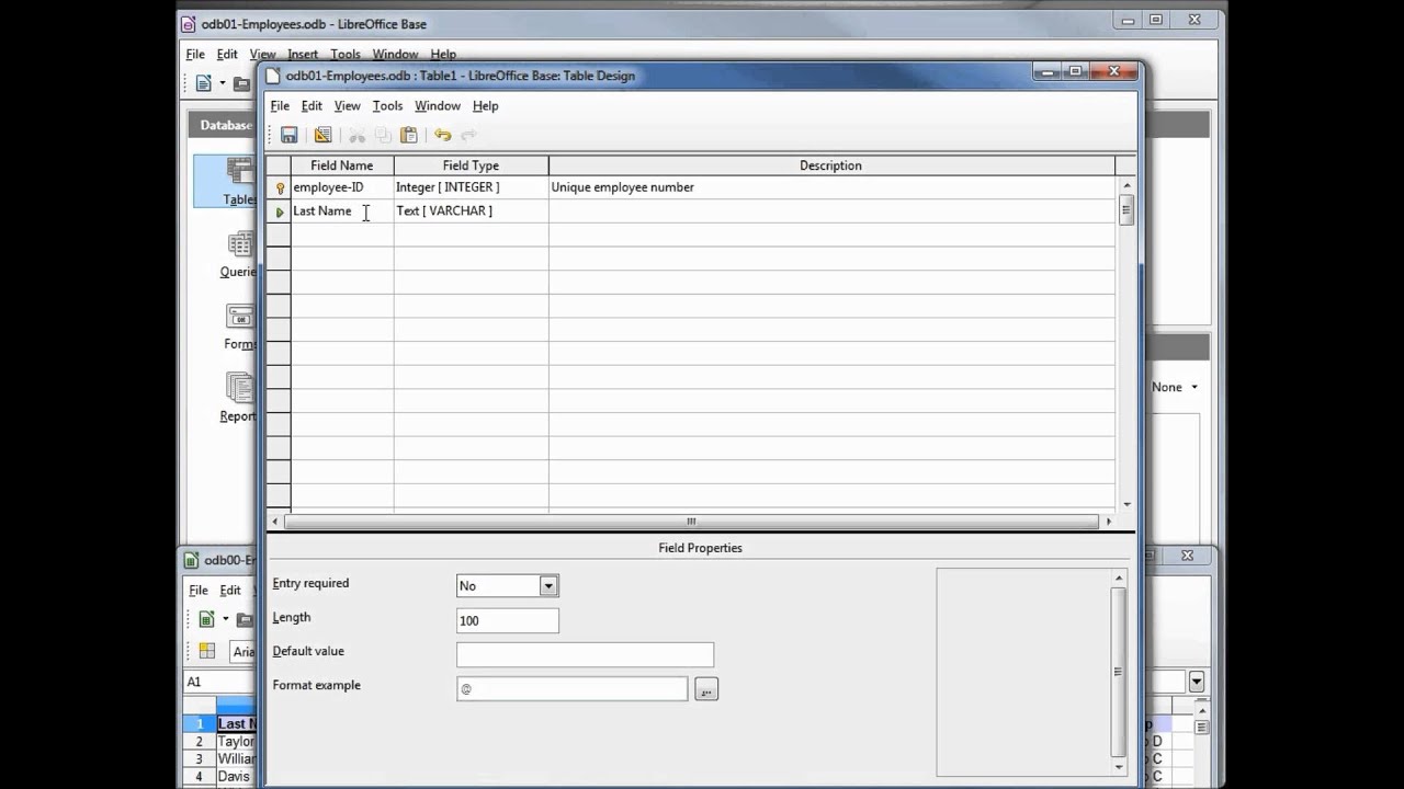 LibreOffice Base (01) Create a Database, Create a Table