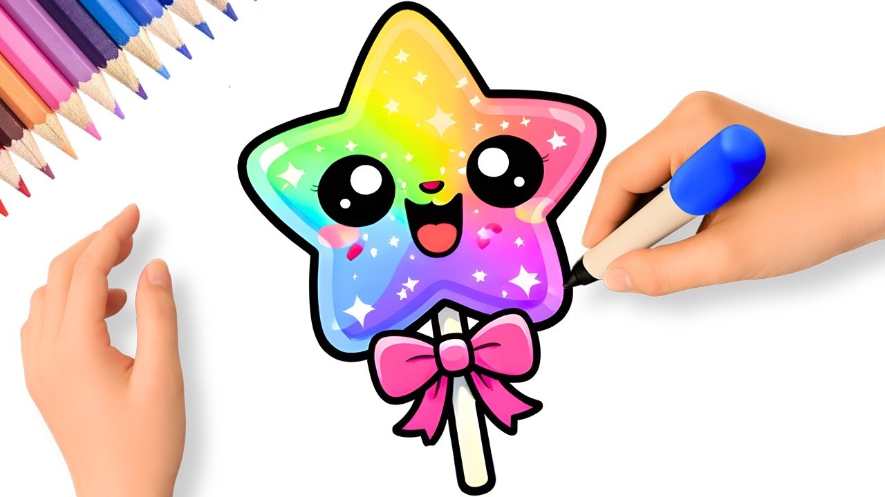 COMMENT DESSINER UNE SUCETTE ÉTOILE FACILE ⭐🍭