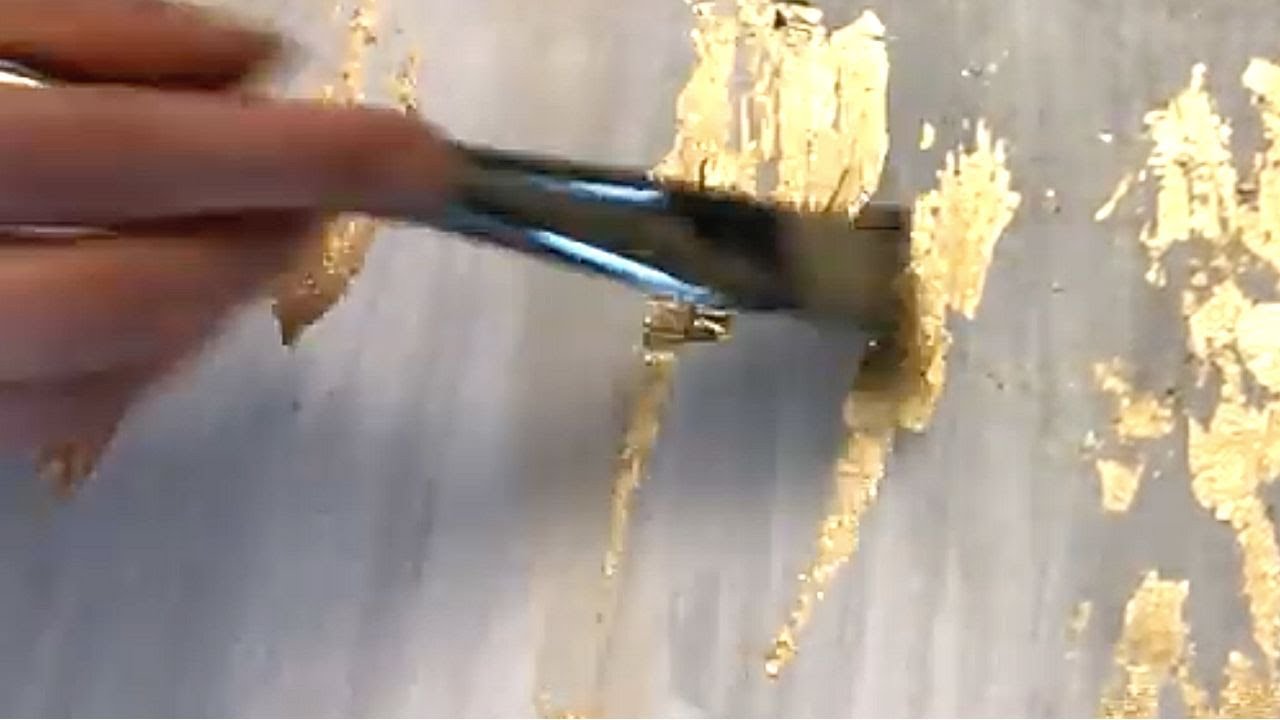 DIY Gold, White, Gray and Silver Wall Decor || Gold Leaf Glitter Canvas Abstract Art