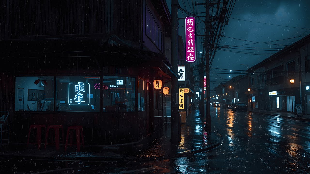 Rainy Lantern Streets of Japan – Calm Lofi Music for Sleep