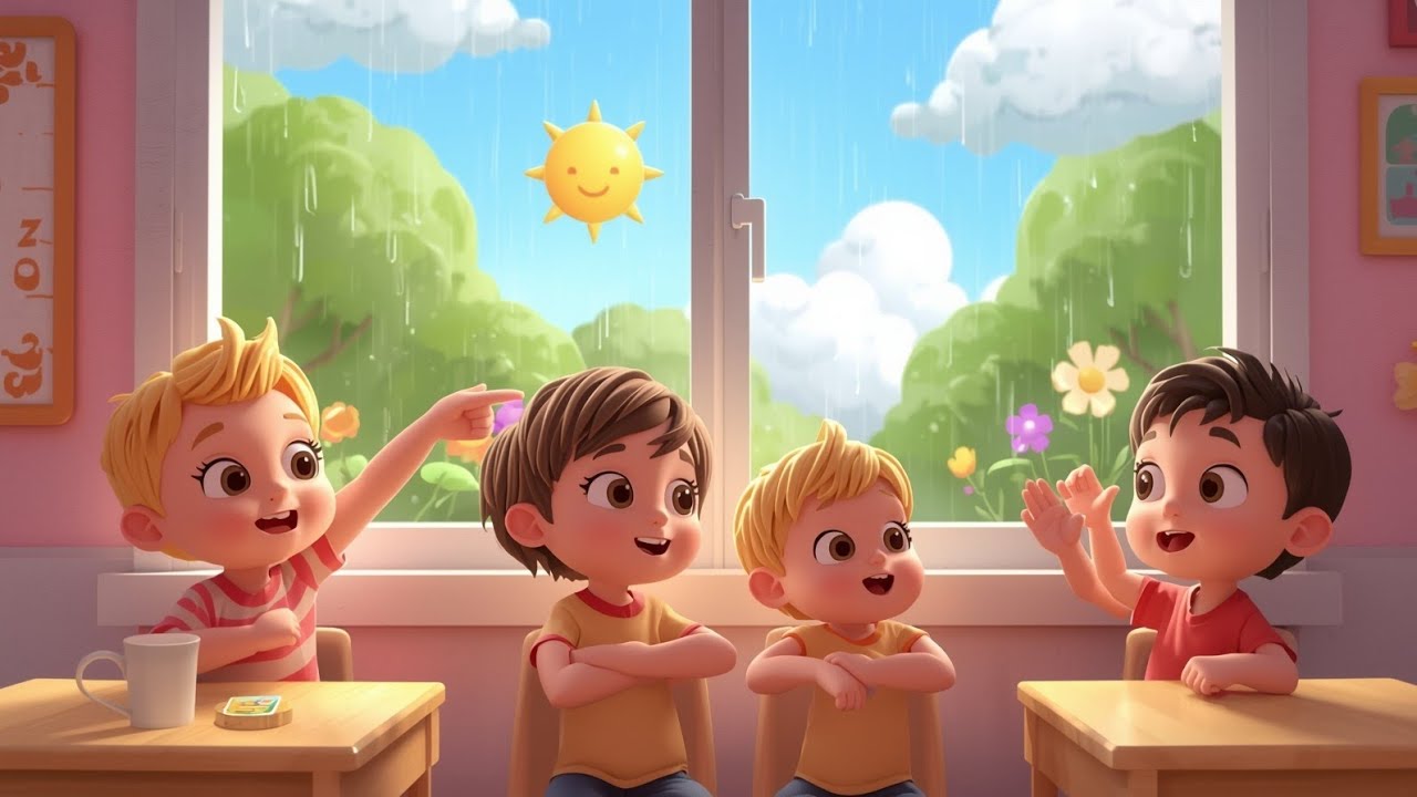 Rain Rain Go Away 🌧️ | Cute Kids Song with School Friends | Nursery Rhyme Animation