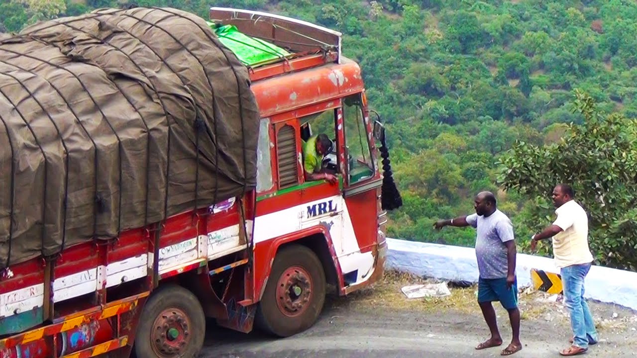 Hardworking Driver Struggling to Drive 12 Wheeler Truck In Dhimbam Hills