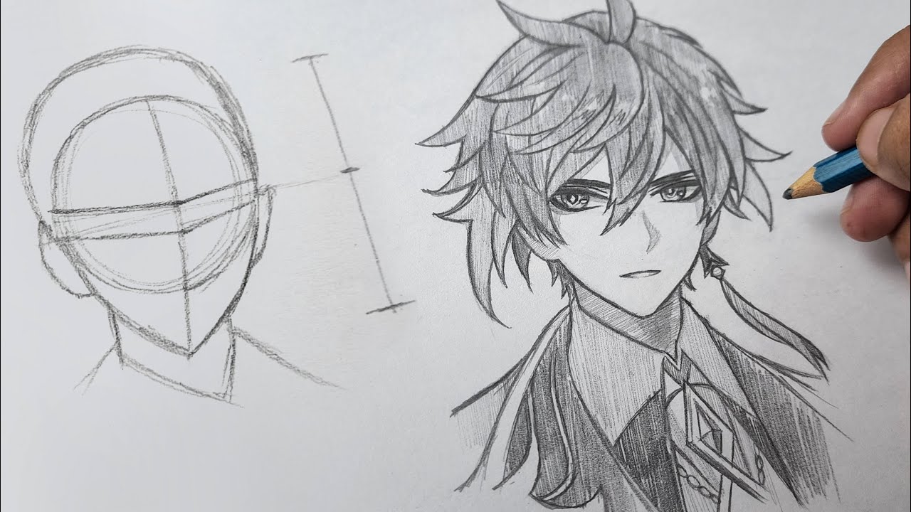 Zhongli drawing tutorial for beginners | Genshin Impact