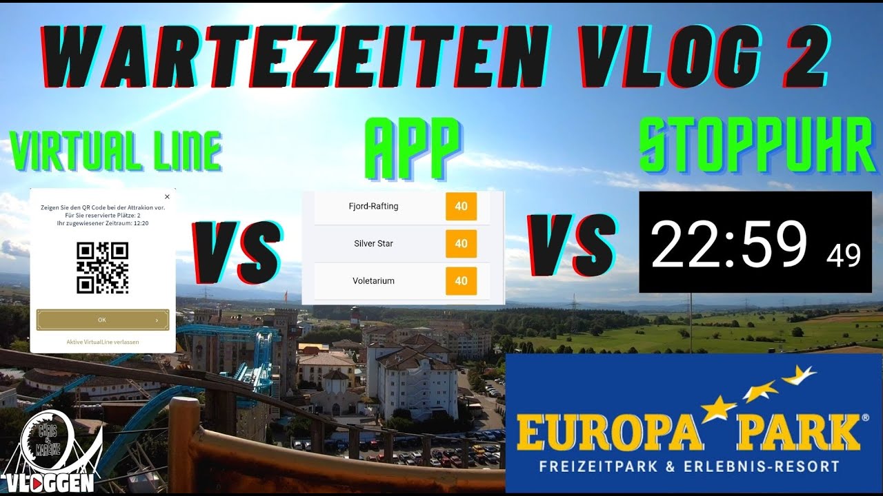 EUROPA PARK WARTEZEITEN VLOG / App vs Stoppuhr vs Virtual Line /  Achterbahnen / Vergleich / Teil 2