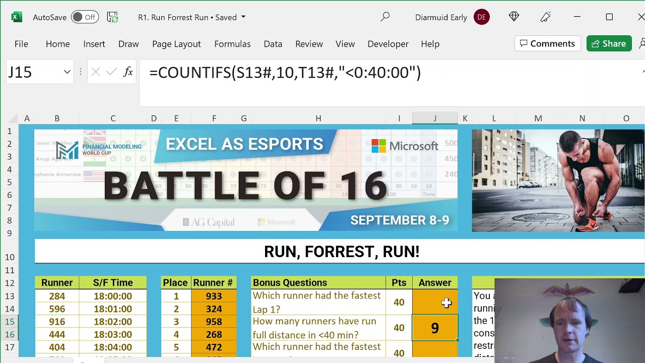 Running times in Excel with dynamic arrays (FMWC Battle of 16 challenge)