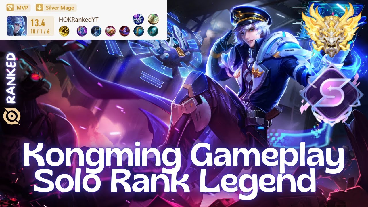 HOK Kongming Midlane Solo Rank Legend Gameplay MVP Score S