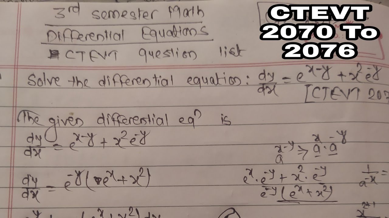CTEVT Diploma 2070 to 2076 all question Solution of Separation of Variable || 3rd Semester Math