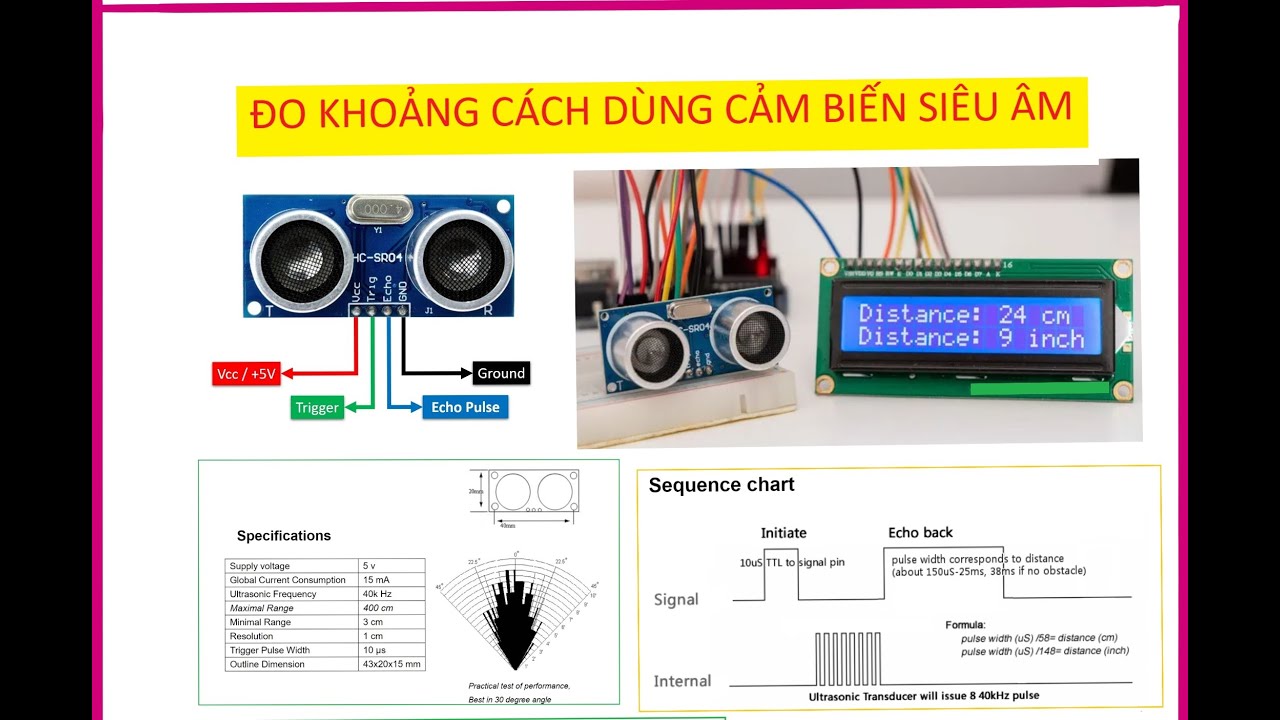 #vixuly ĐO KHOẢNG CÁCH DÙNG CẢM BIẾN SIÊU ÂM HC-SR04