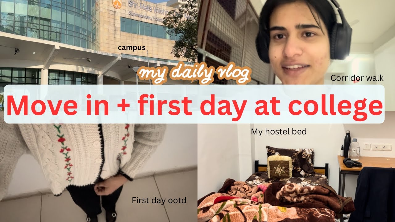 Move in vlog + first day at college🎒💖 | Hostel life | my room🤍 | Home sickness💫