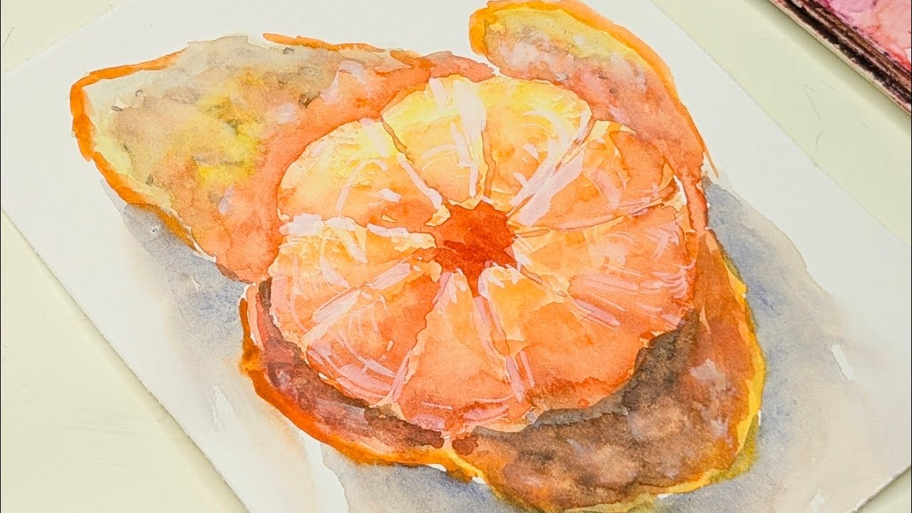 The Secret Tool for Realistic pulp Texture | Painting Juicy Orange Pulp: A Simple Watercolor Hack