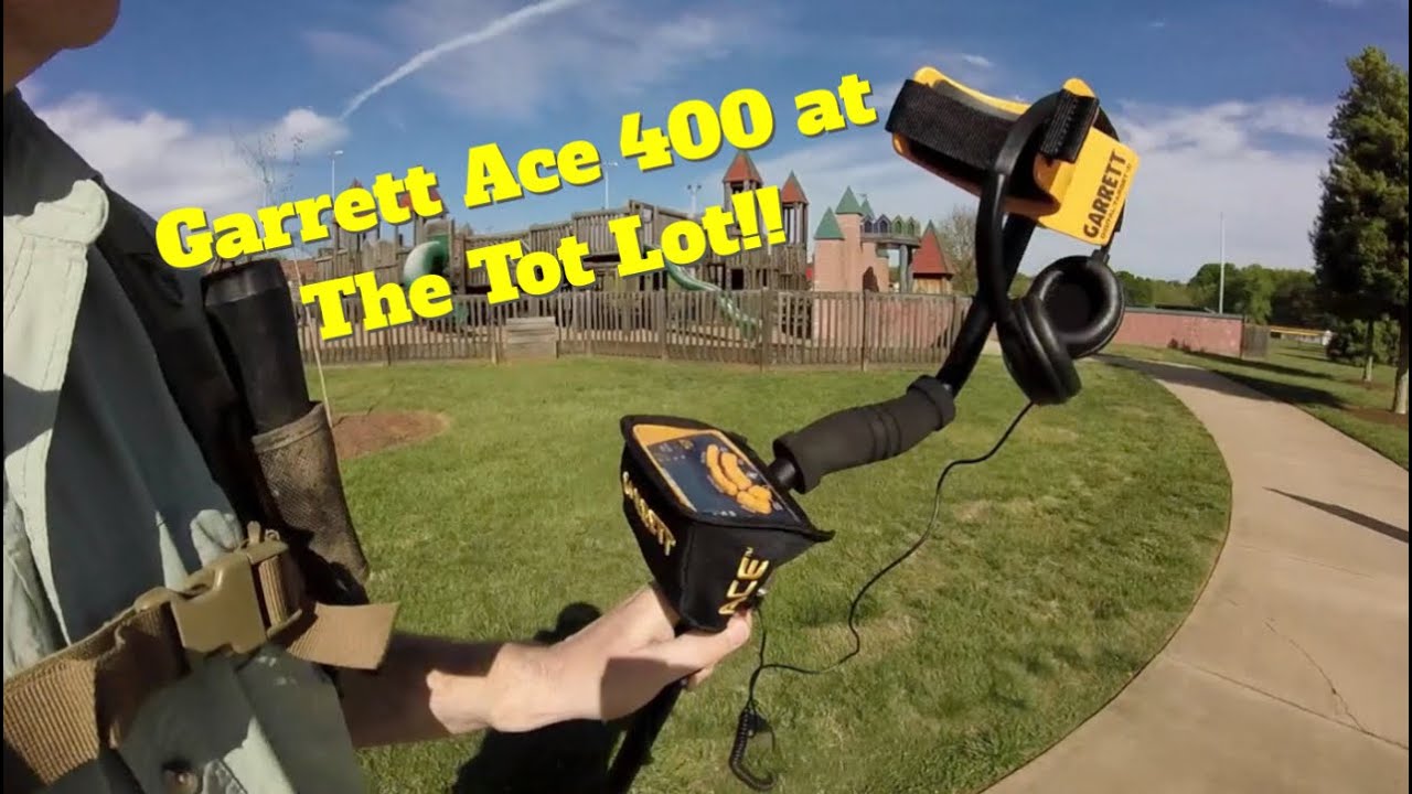 Using The New Garrett Ace 400 at the Playground Tot Lot Finding Coins and Jewelry