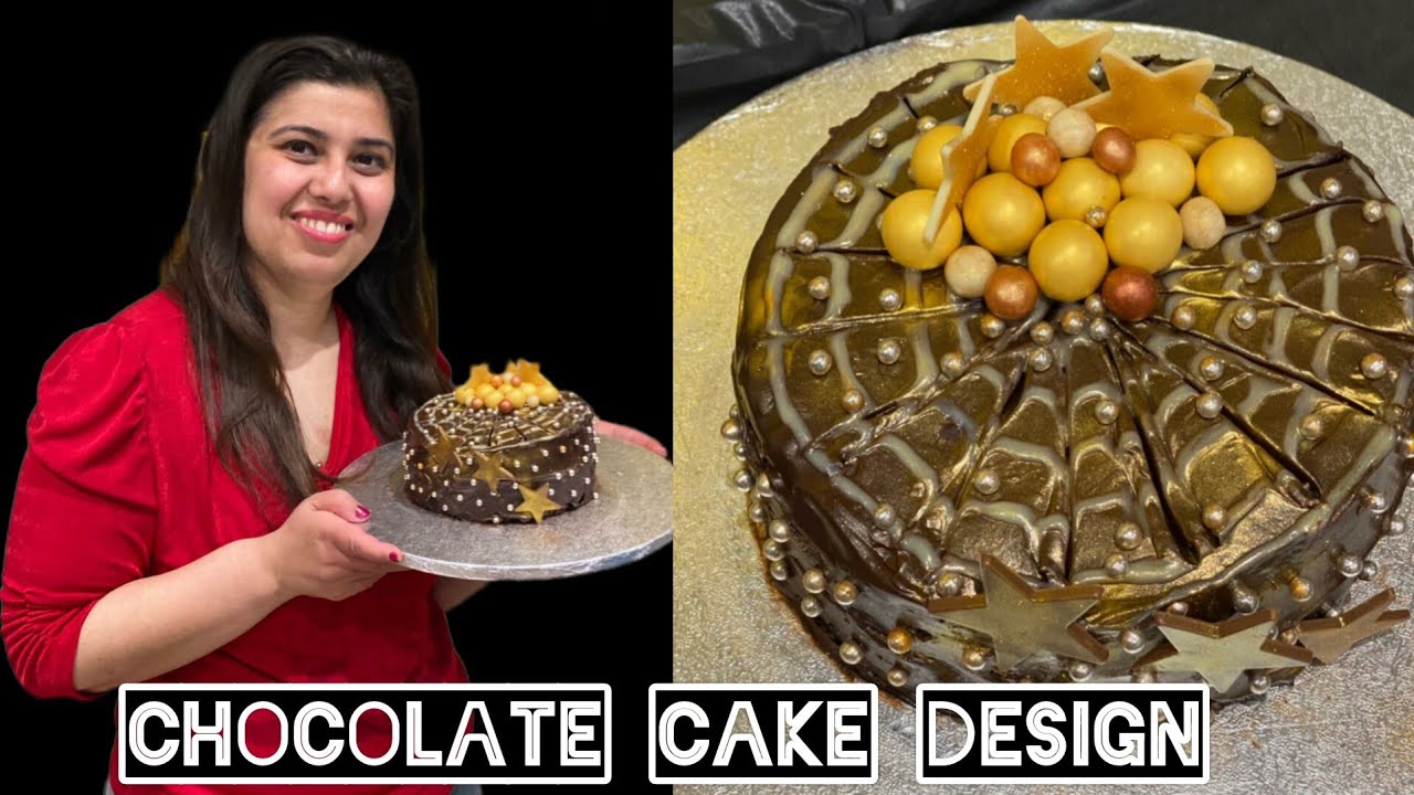 How I decorated simple and beautiful chocolate cake/Easy chocolate cake pattern/How to make simple