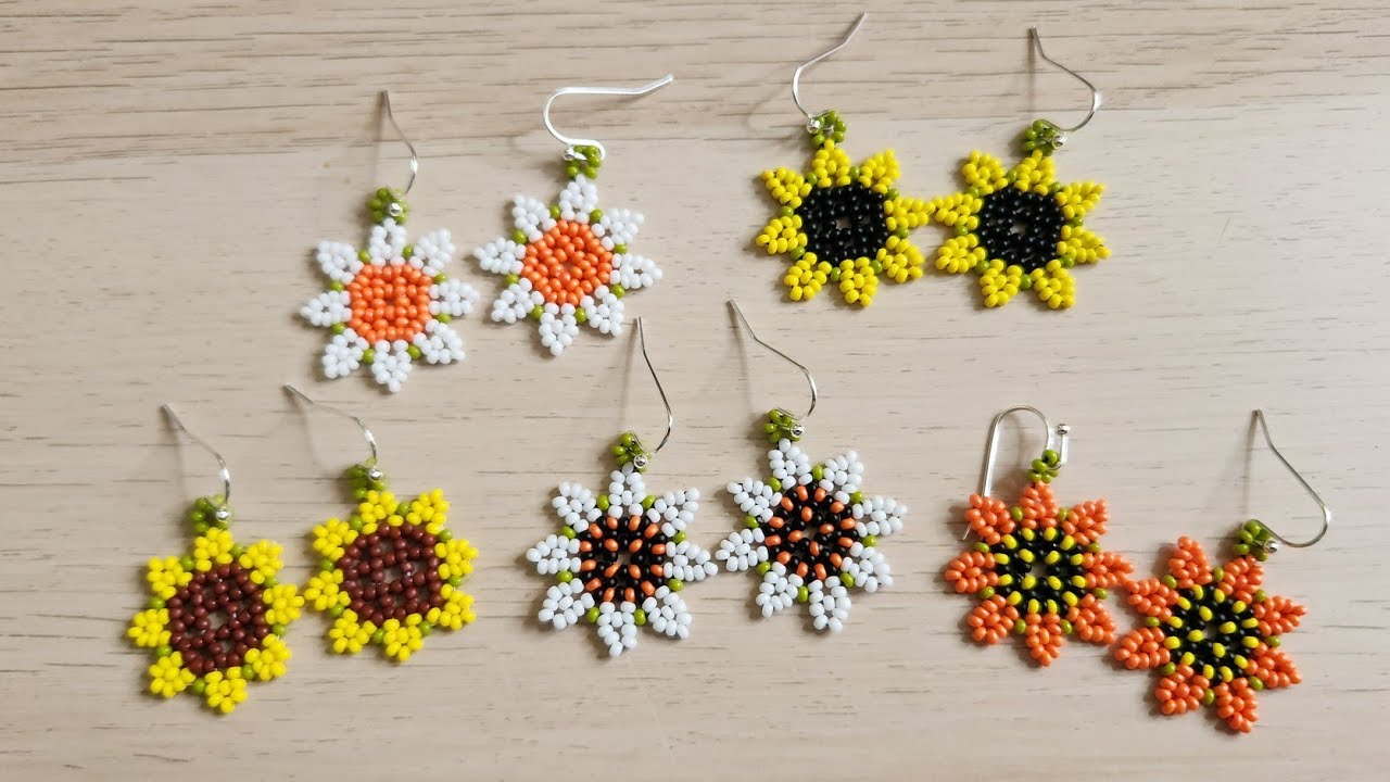 BISUTERIA FACIL PASO A PASO Aretito margarita o girasol #bisuteria #aretesenmostacilla #aretes
