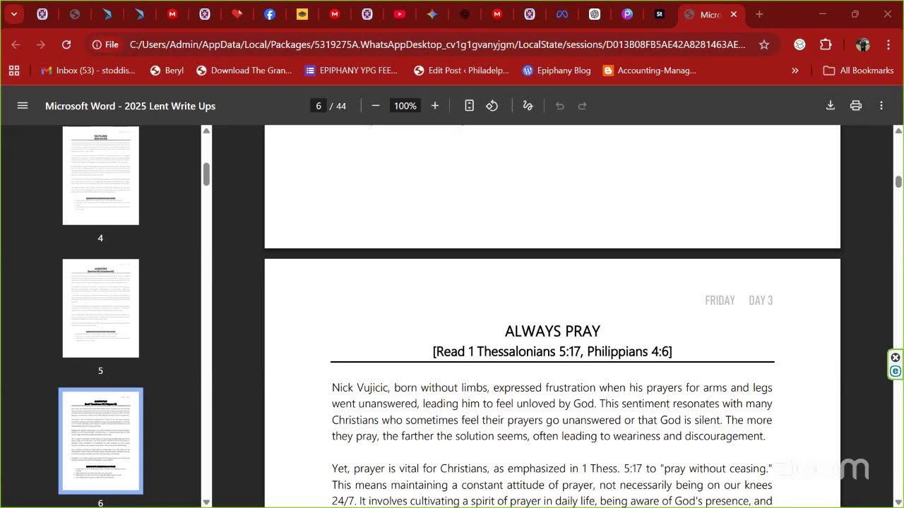 EARLY SEEKERS PRAYER FAMILY - LENT DAY 2 (MORNING SESSION)