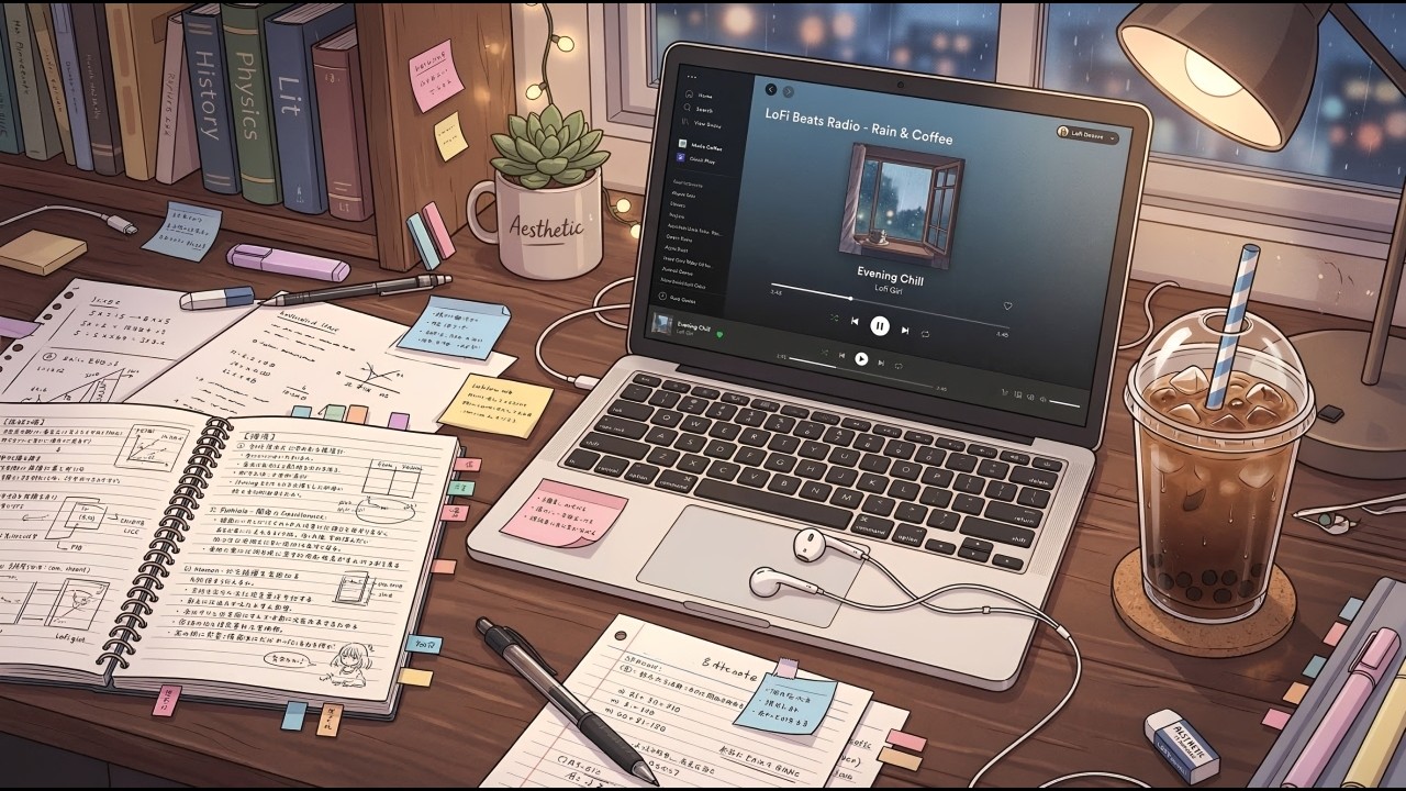 Focus & Study Session 📚 Relaxing Lofi Beats with Rain for Studying