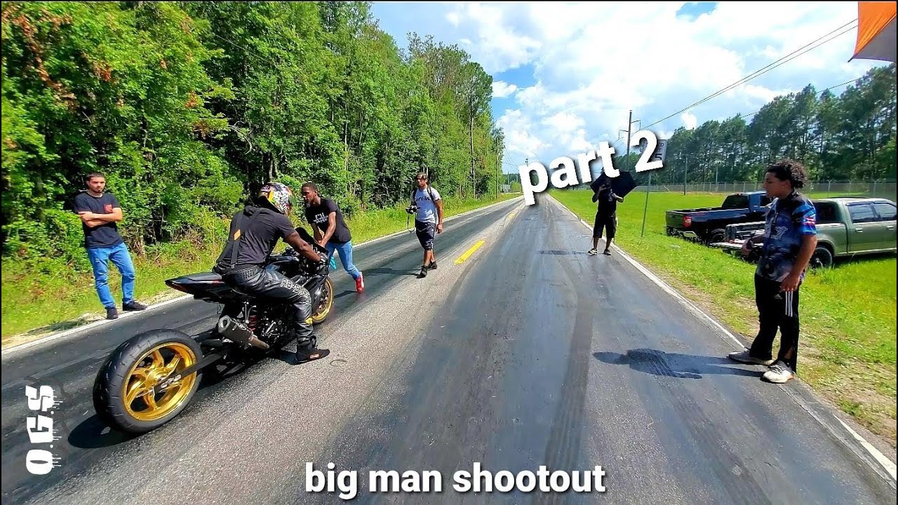 part 2 | pandas big man shootout | fastest big men on the street | motorcycle race