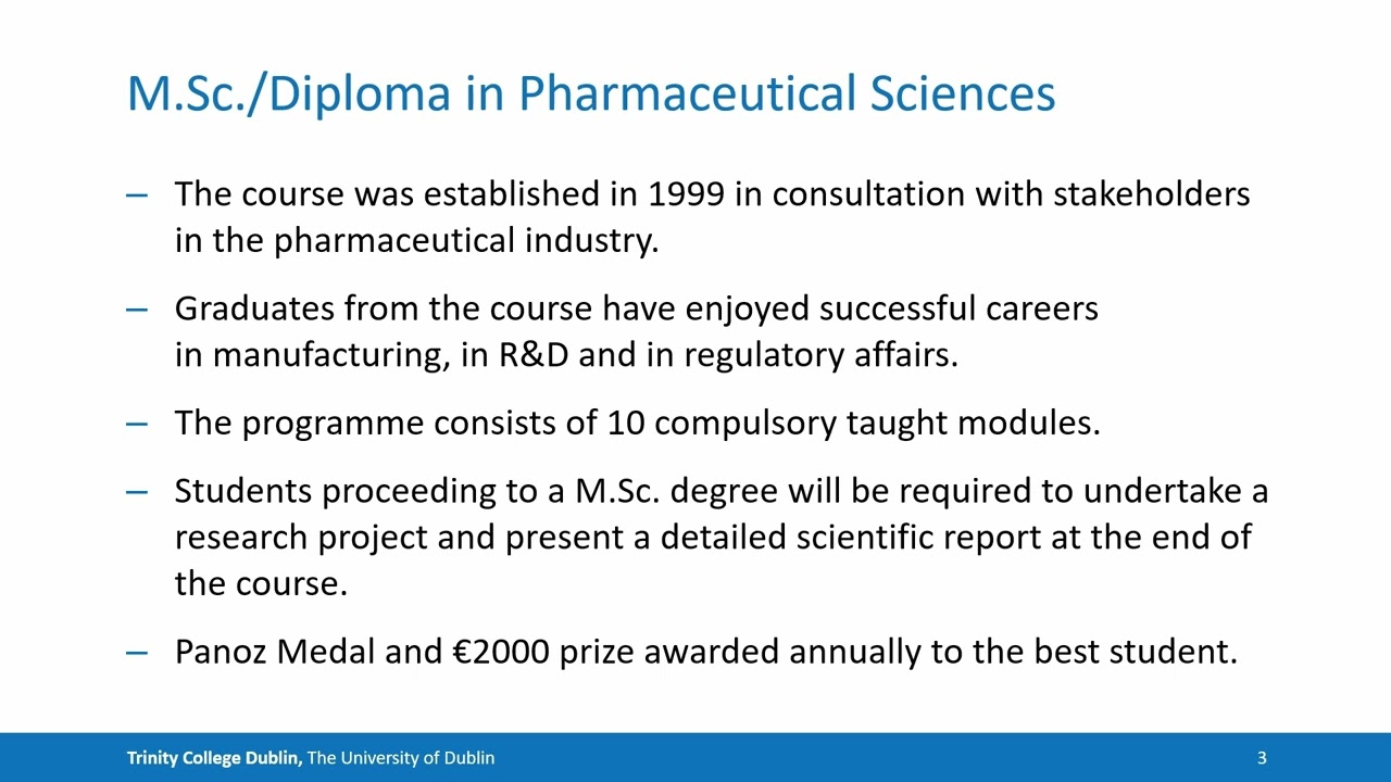 Study Pharmaceutical Sciences (M.Sc. / P.Grad. Dip.) at Trinity